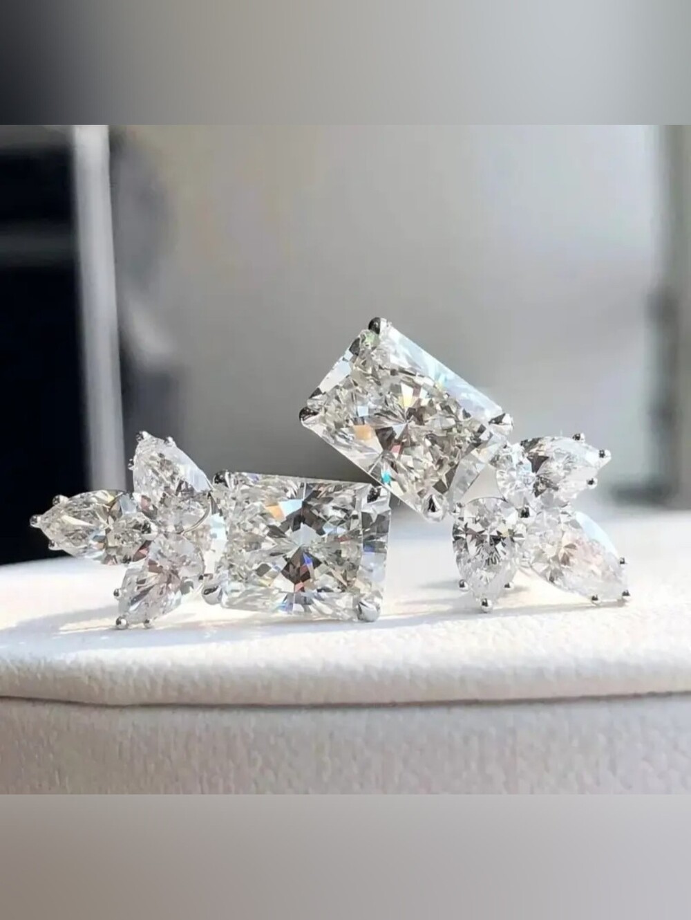 White Rhodium Sapphire Earrings